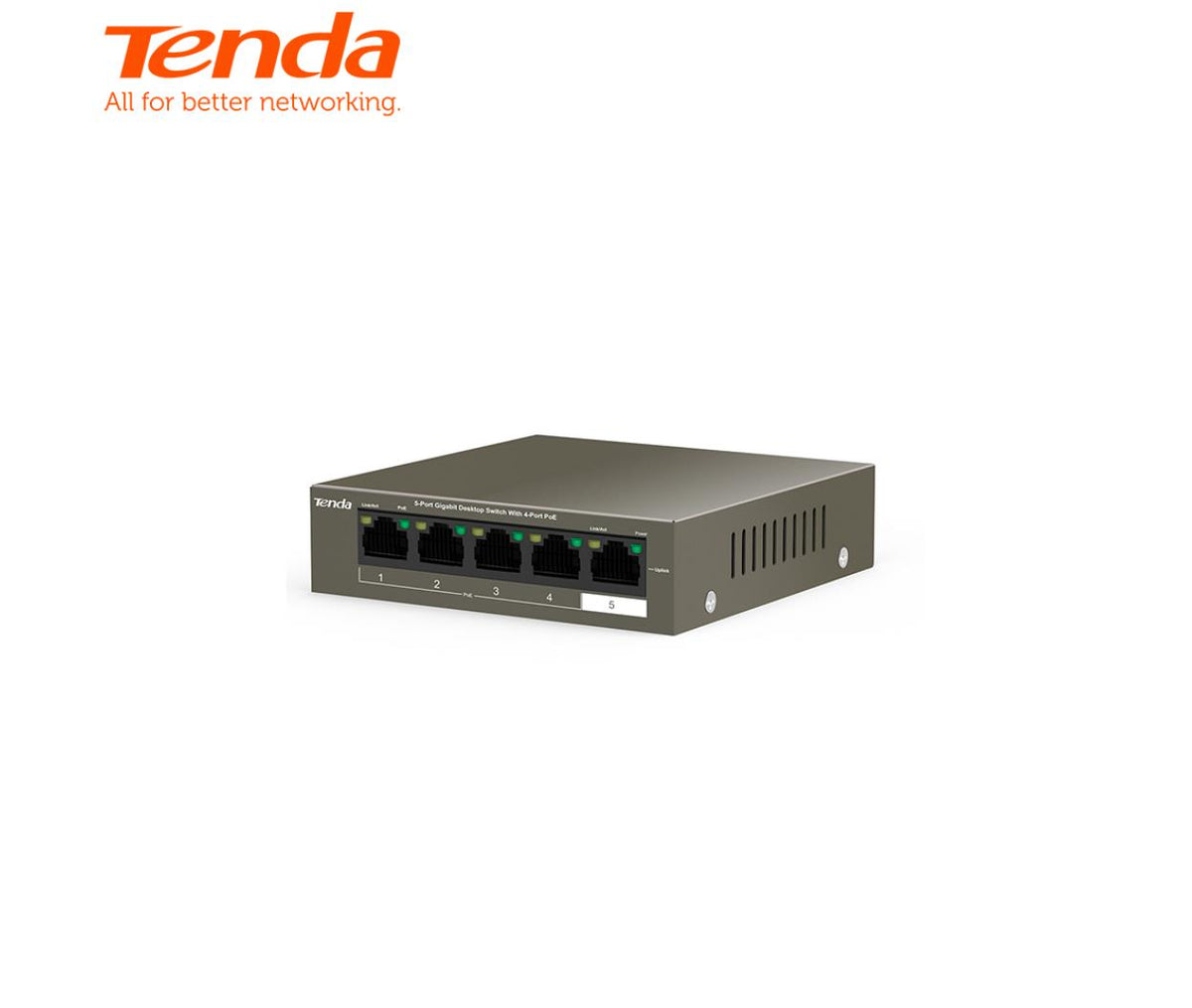 Network Switch Giga Hub 5-Port Unmanaged POE Tenda TEG1105P-4-63W