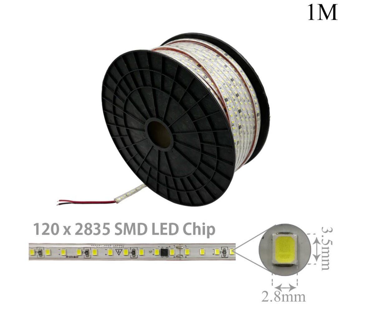 LED Rope - 220V AC 5W - 2835 - White - Per Meter