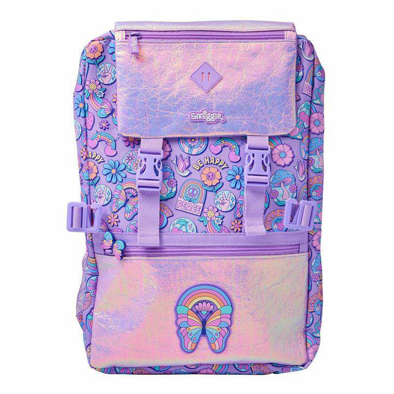 Smiggle Backpack Purple Butterfly | (Gr1-Gr6) | 45cm