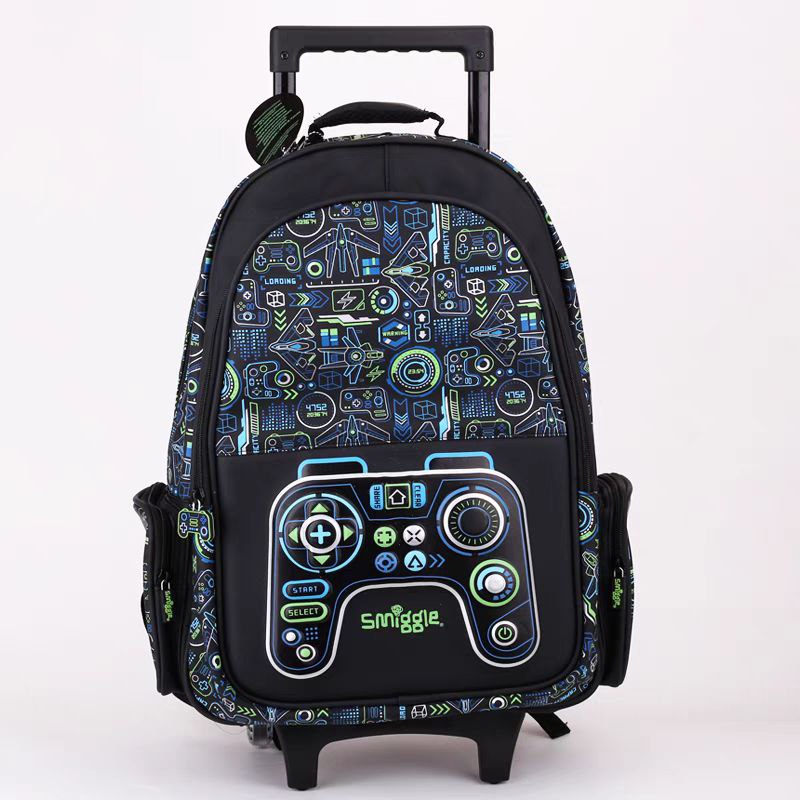 Smiggle Backpack | Light Up Wheels | Green Game