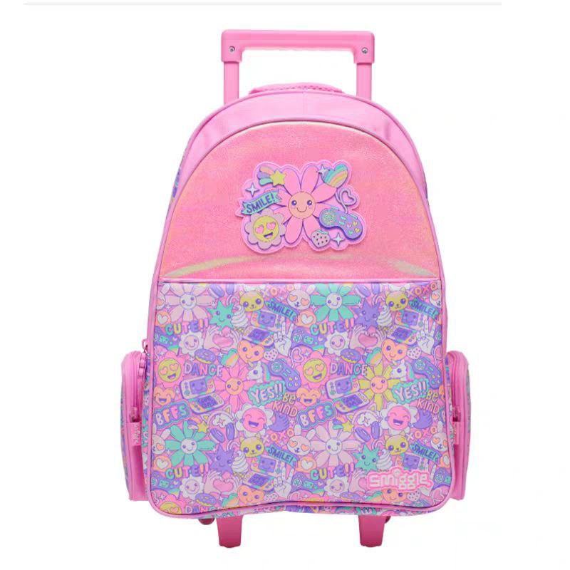 Smiggle Backpack | Light Up Wheels | Pink Flower