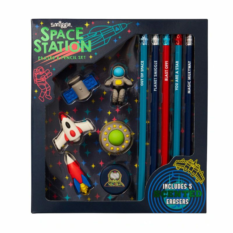 Smiggle Eraset & Pencil Set | Space Station
