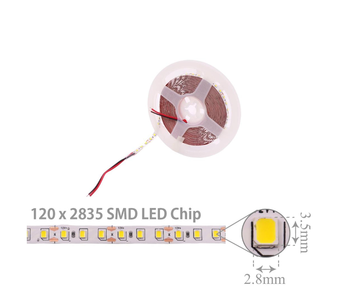 LED Strip Indoor 8mm 12V DC 60W 2835 Natural White 5M
