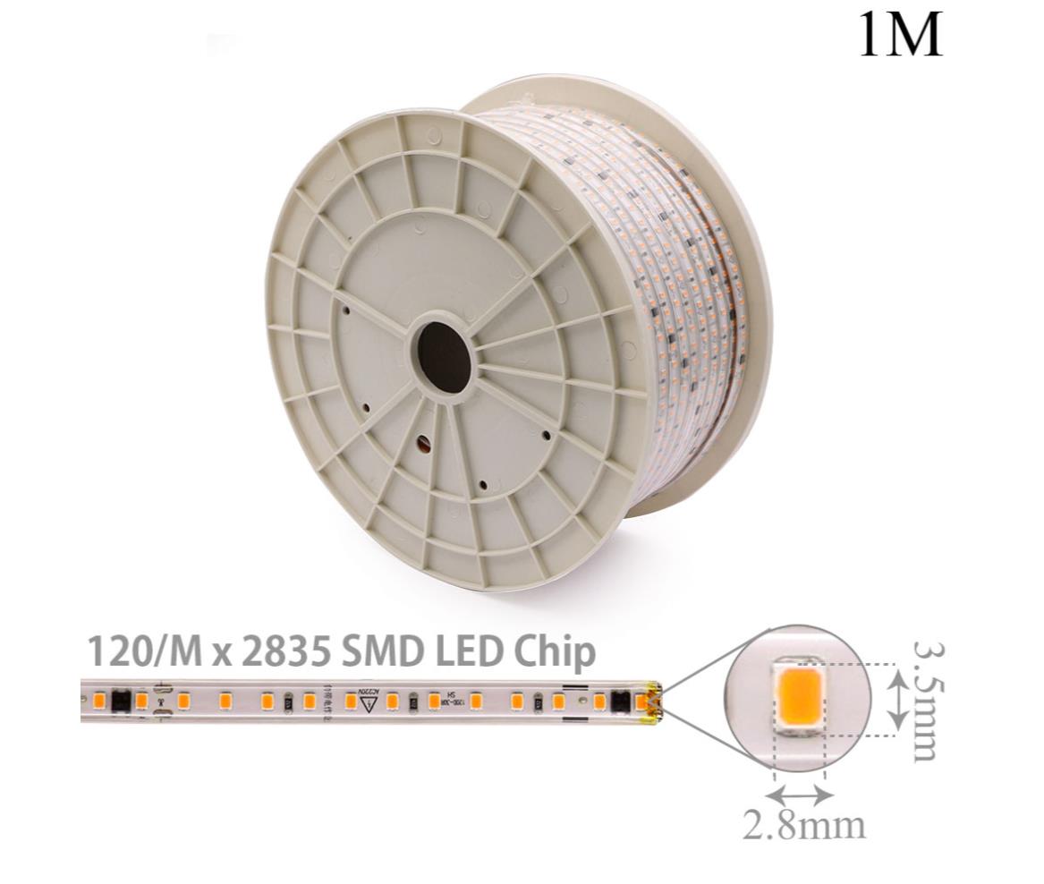 LED Strip Outdoor - 8mm - 220V AC 10W - 2835 - Orange - 120x LED Per Meter