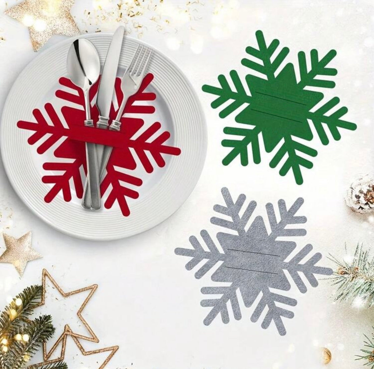 Snowflake Utensil Holders (13x15cm) - 1 Piece christmas decoration Snowflake Utensil Holders (13x15cm) - 1 Piece Snowflake Utensil Holders (13x15cm) - 1 Piece Dream G Store
