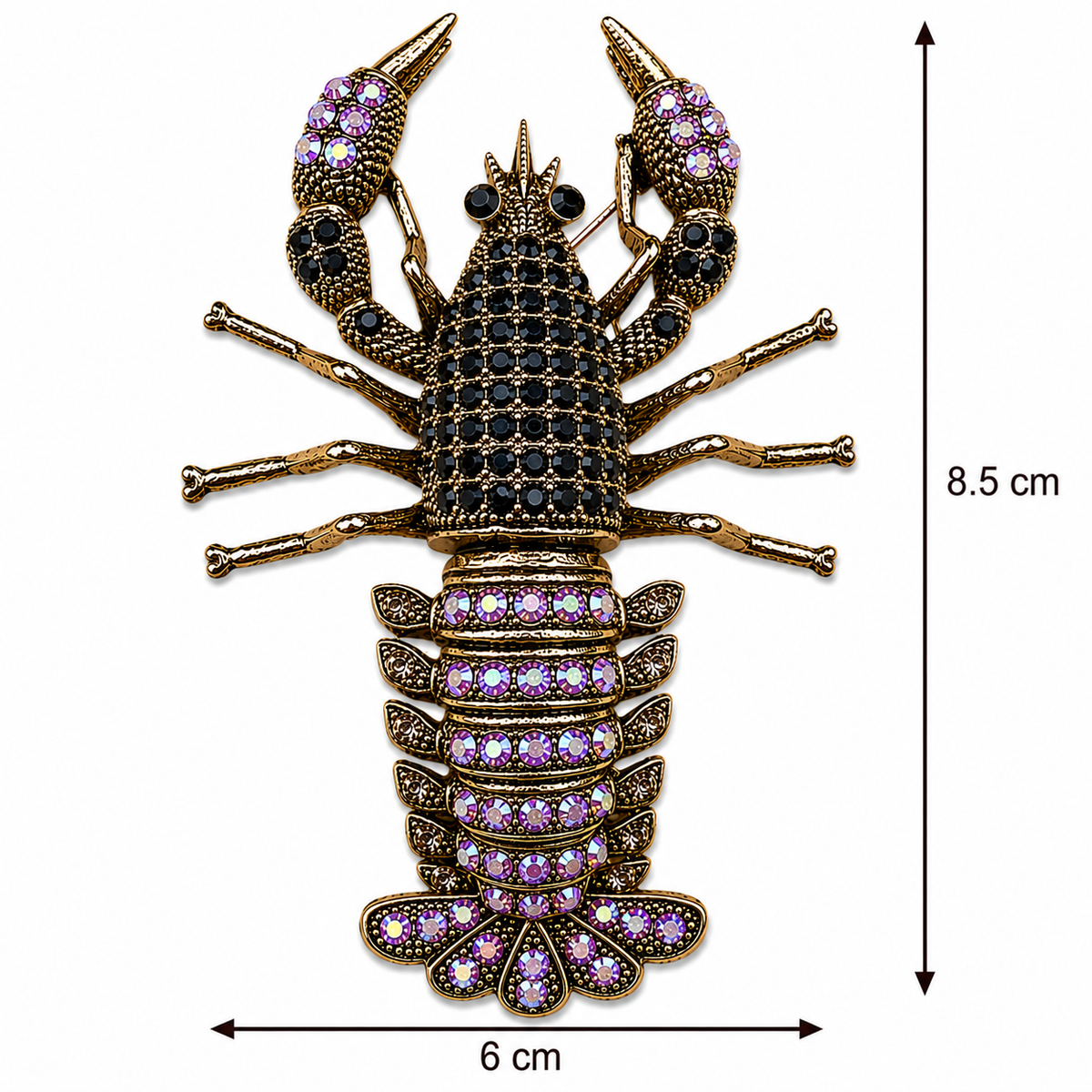 Crystal Lobster Brooch black Petit Détail Lebanon