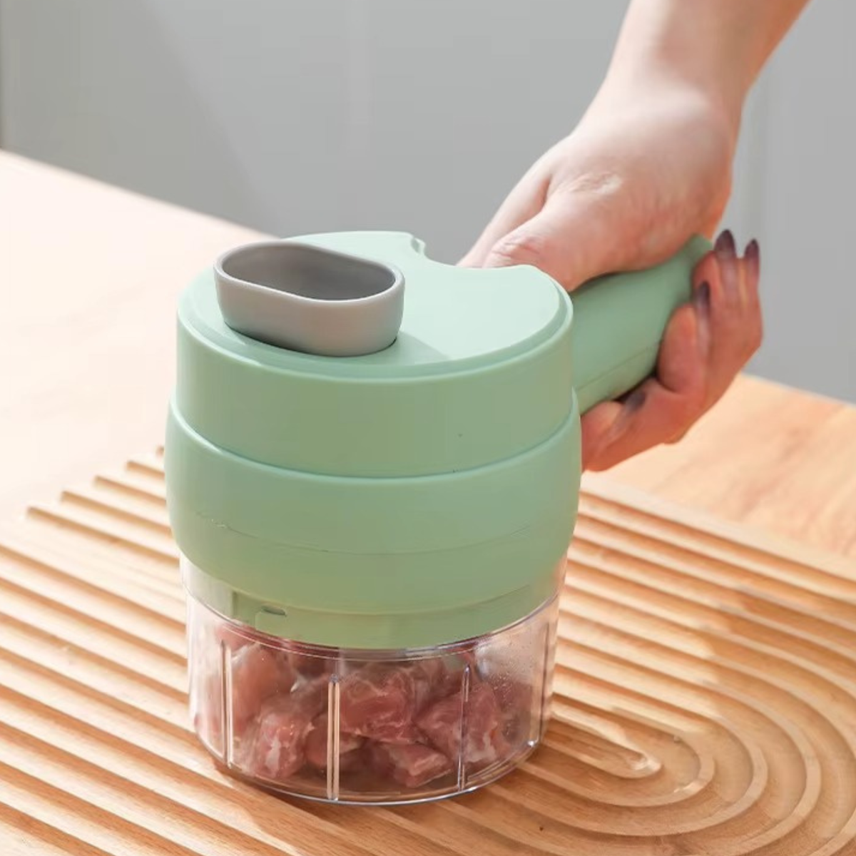 Electric Vegetable Cutter Set with Stainless Blades