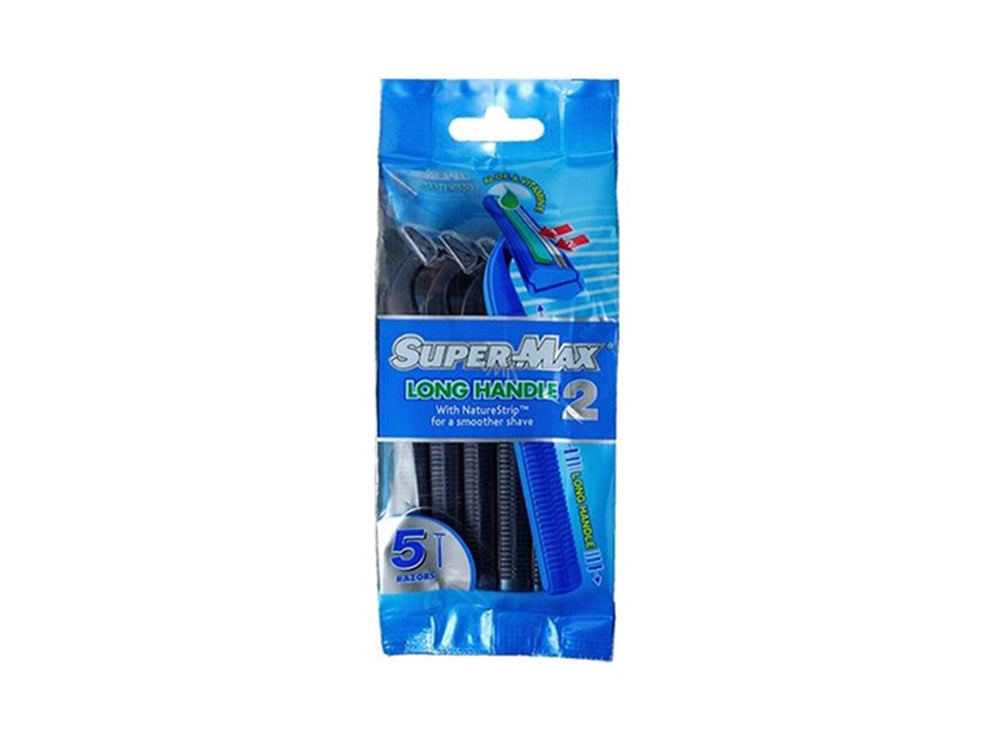 Super Max Men Twin 2 Long Handle Razors 5 Pieces