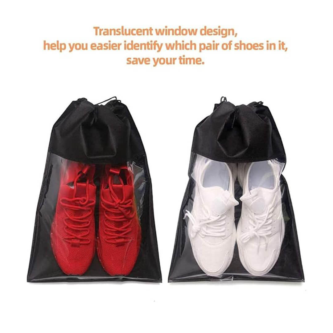 Shoe bags with drawstring closure for travel organization