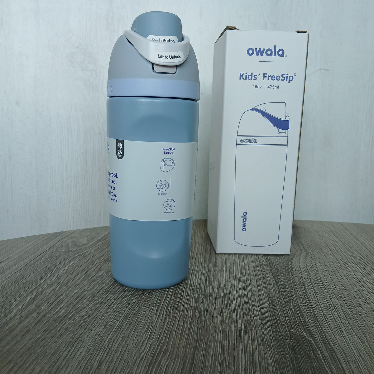 Owala Stainless Steel FreeSip Leak-Proof Water Bottle Dusty Blue 480ml