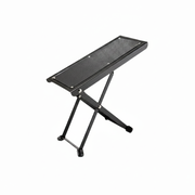 Black adjustable step stool on a white background