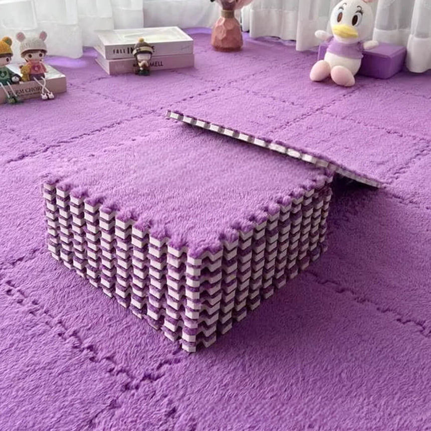 Purple plush interlocking puzzle floor mat 60 cm
