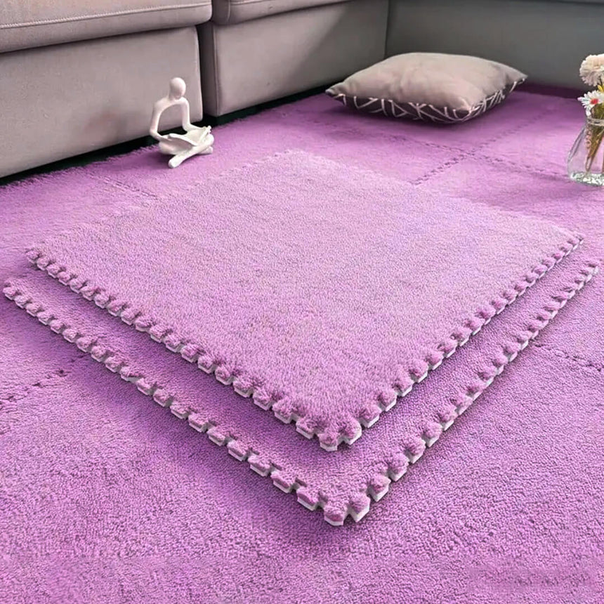 Purple plush foam carpet tiles for home