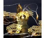 LED Fairy Light - DC Battery - Lantern - Warm White - Metal Gold - 3M
