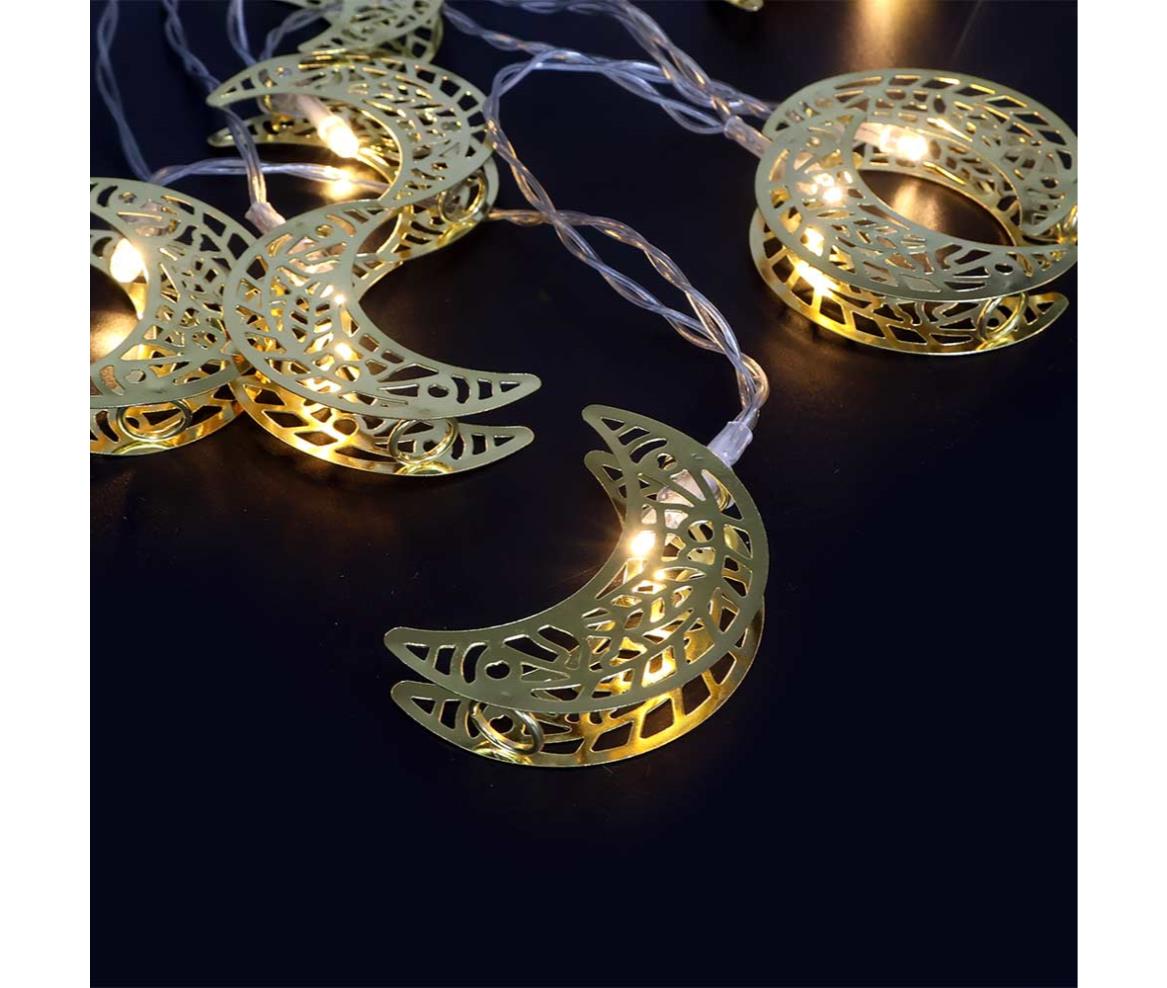 LED Fairy Light - DC Battery - Crescent Moon - Metal Gold - 3M