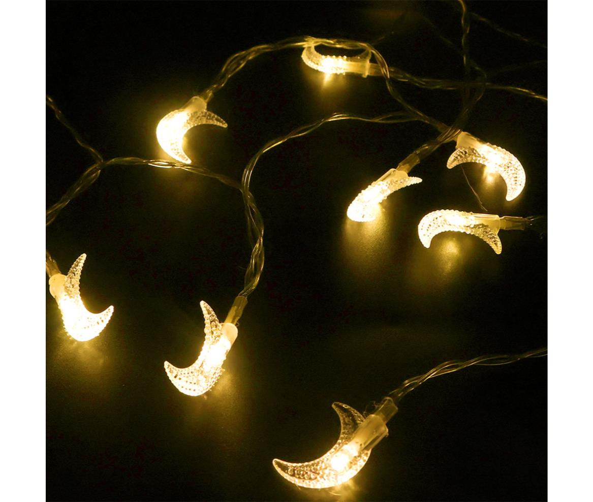 LED Fairy Light - DC Battery - Crescent Moon - Warm White - Plastic - 3M