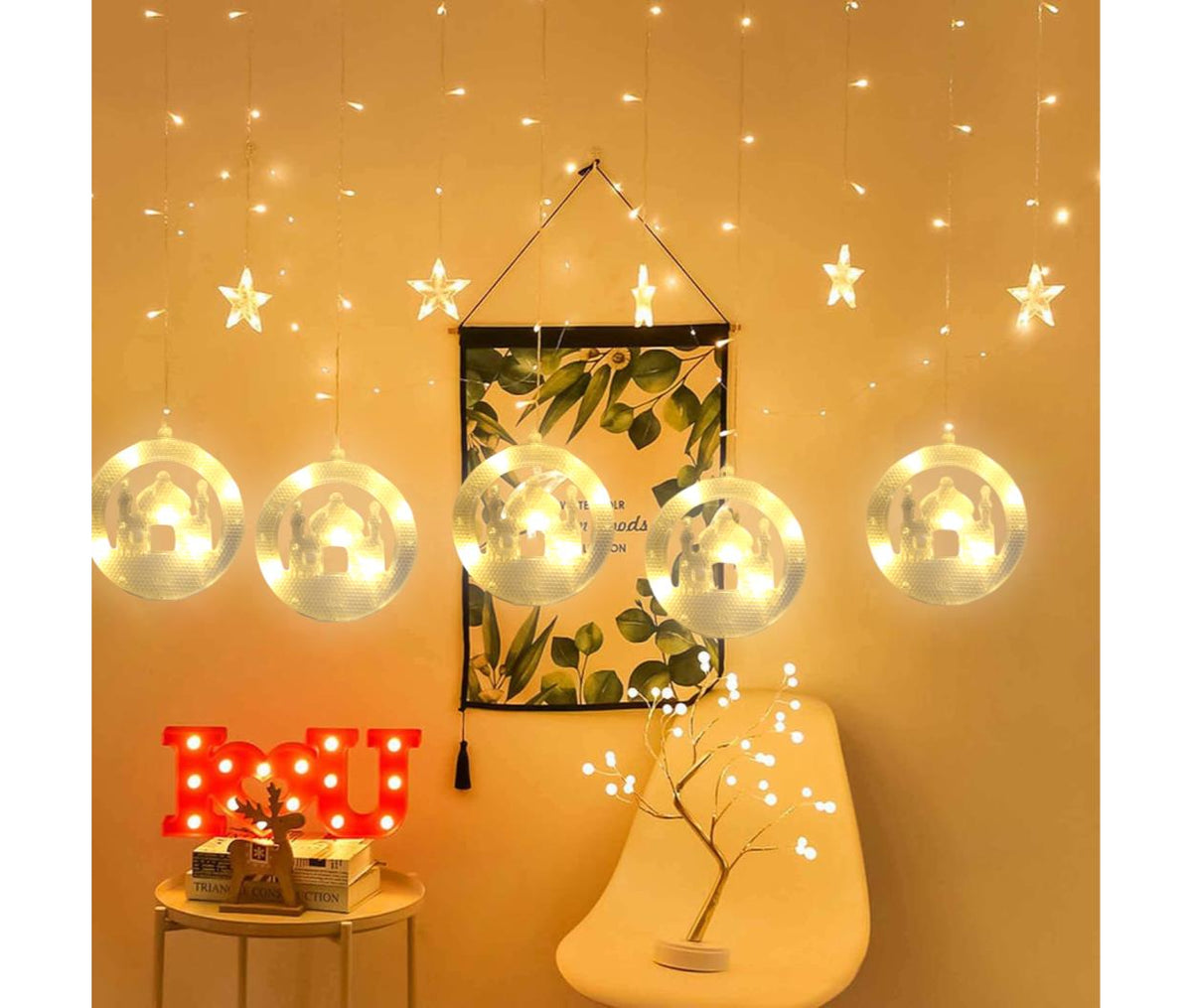 LED Fairy Light - 220V AC - Star & Mosque - Warm White - 3.5M