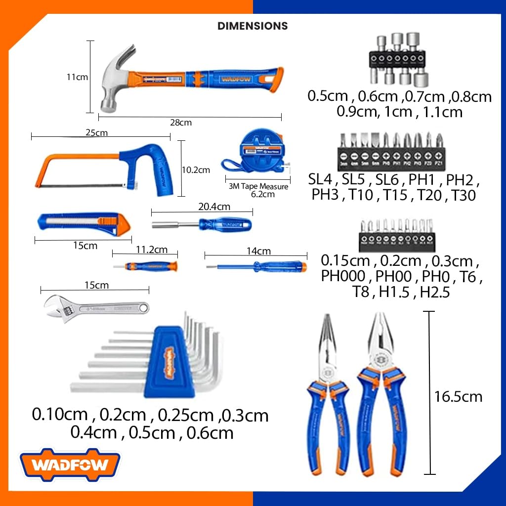 Wadfow 85 Pcs tool box with hand tools inside