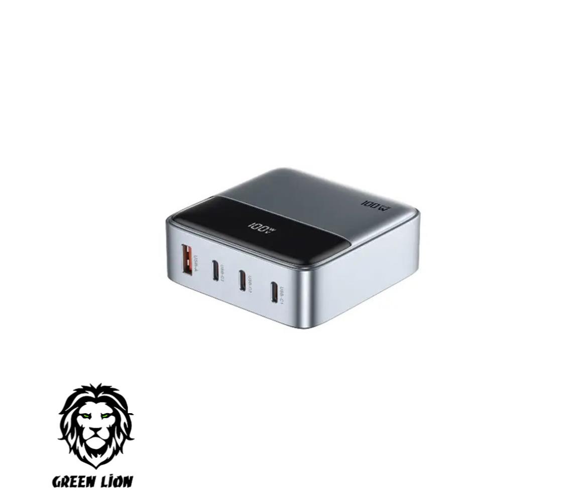 Mobile Charger - 3x USB-C & USB-A - 100W - Green Lion