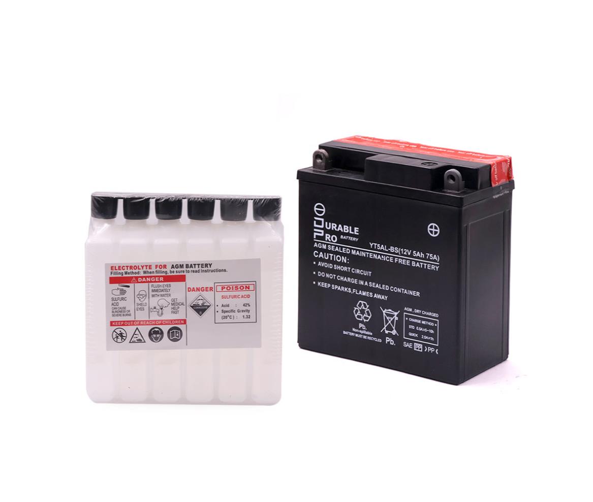 Motorcycle Battery - YT5AL-BS Durable Pro - 12V 5Ah