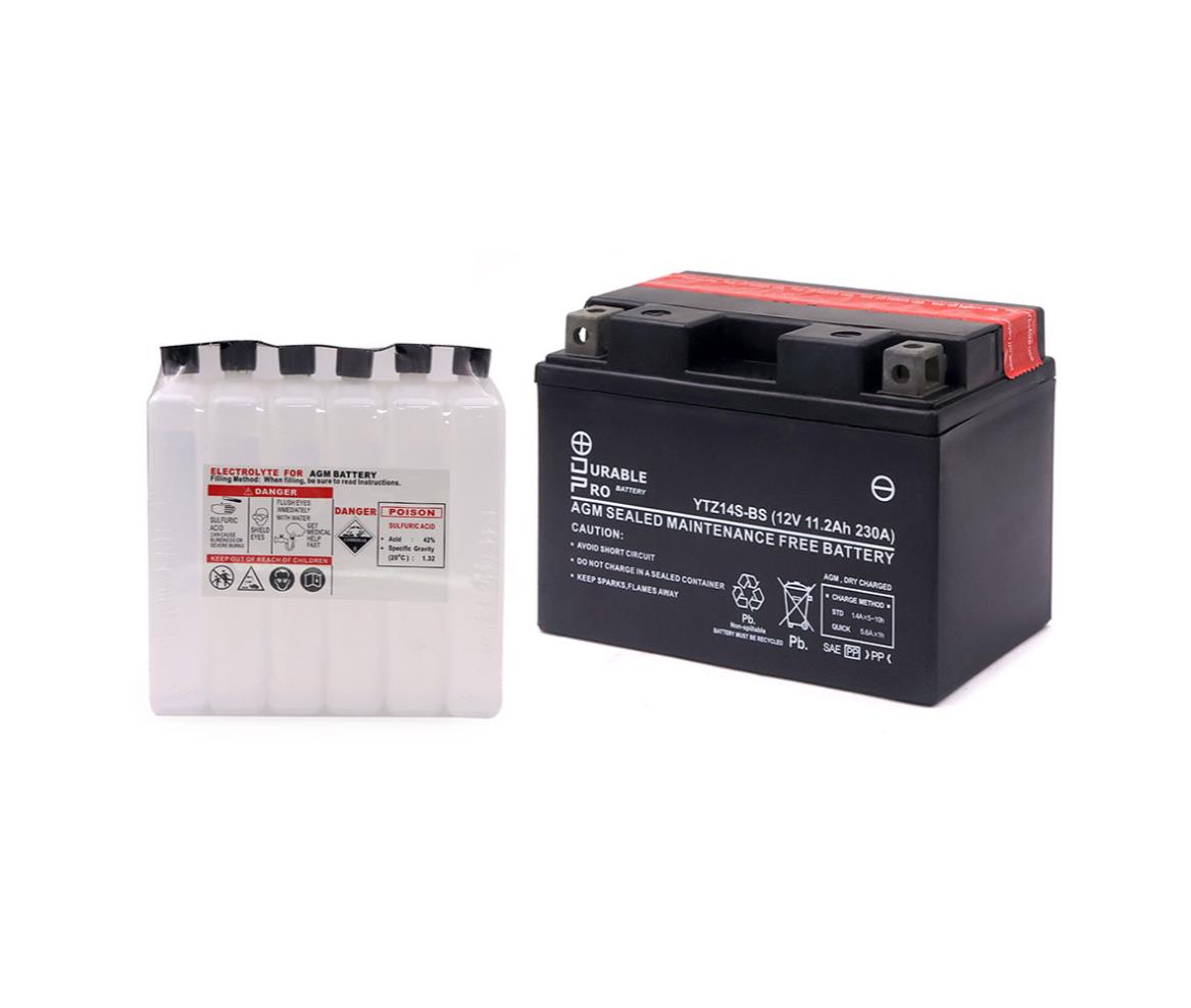 Motorcycle Battery - YTZ14S-BS Durable Pro - 12V 11.2Ah
