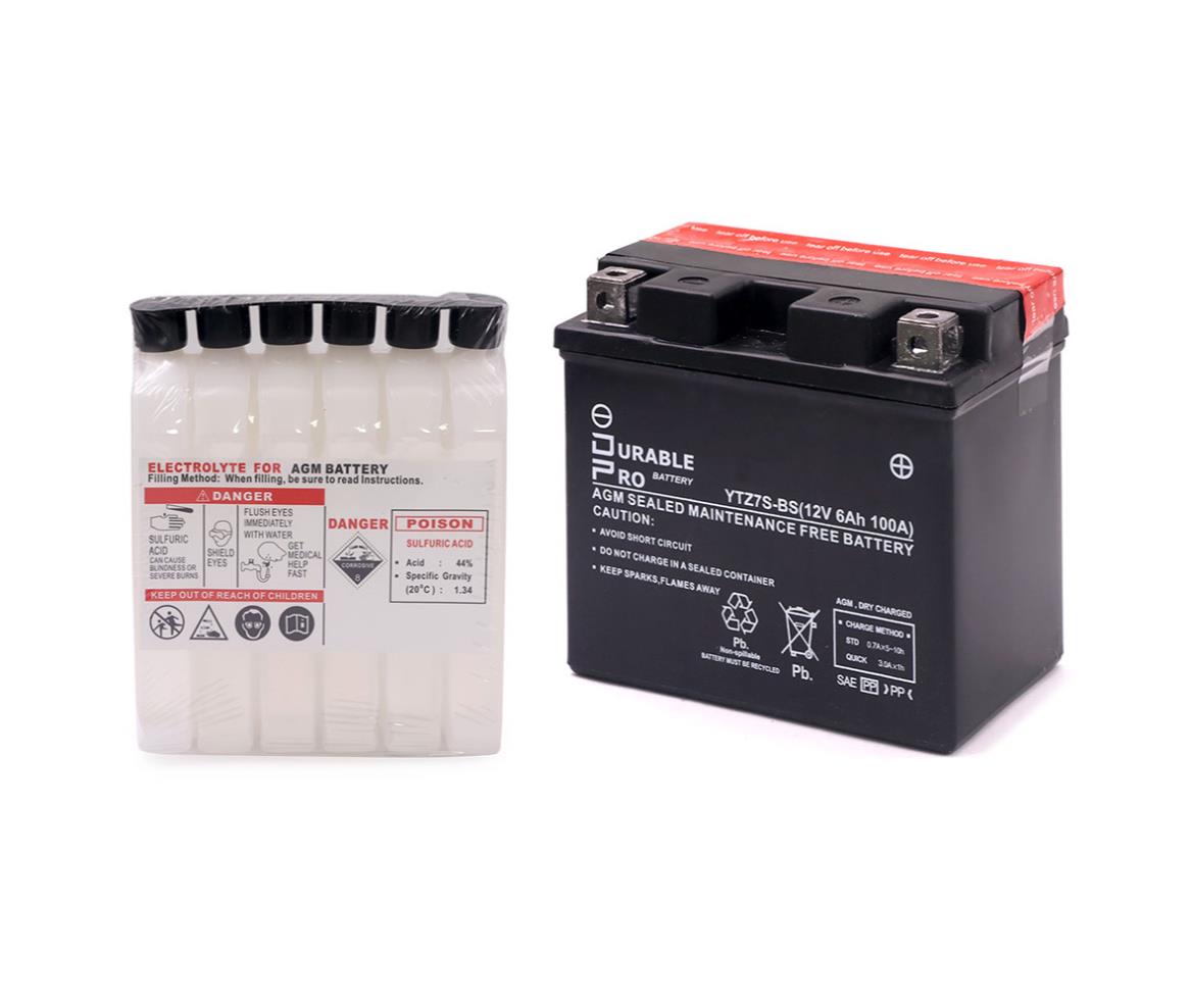 Motorcycle Battery - YTZ7S-BS Durable Pro - 12V 6Ah