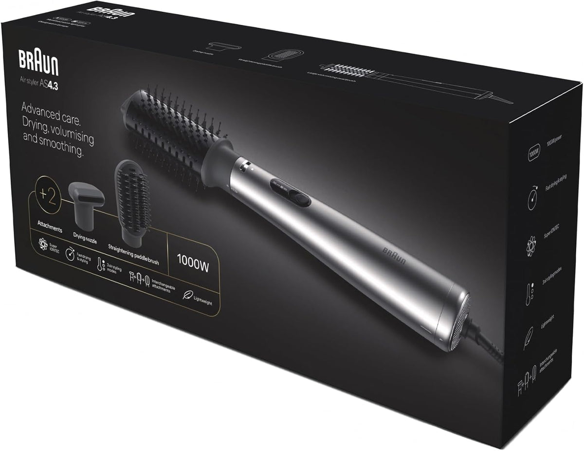 Advanced Care Volumizer & Smoothing, 1000W,  Ionic Grey Airbrushes Advanced Care Volumizer & Smoothing, 1000W,  Ionic Grey Advanced Care Volumizer & Smoothing, 1000W,  Ionic Grey Braun