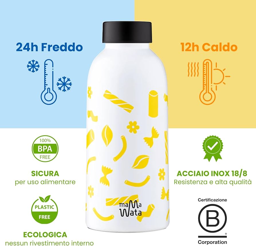 Insulated Stainless Steel Bottle, Pasta 470ml Lunch Box & Water Bottles Insulated Stainless Steel Bottle, Pasta 470ml Insulated Stainless Steel Bottle, Pasta 470ml MAMAWATA