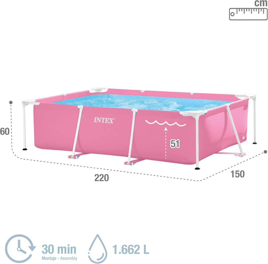 Pink Rectangular Frame Pool 220x150x60 cm home pool Pink Rectangular Frame Pool 220x150x60 cm Pink Rectangular Frame Pool 220x150x60 cm Intex