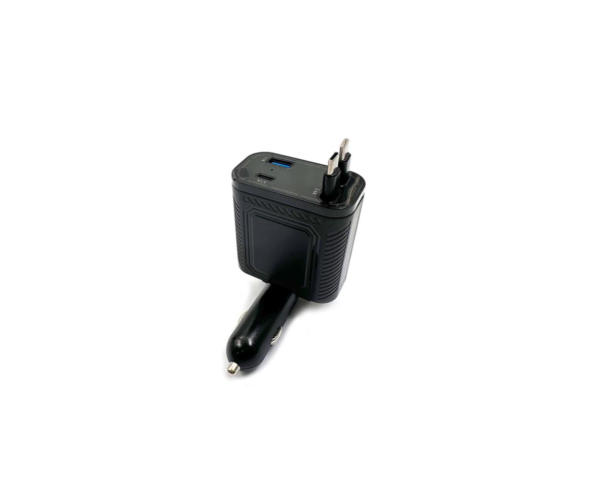 Mobile Car Charger - USB-C & USB-A - Retractable