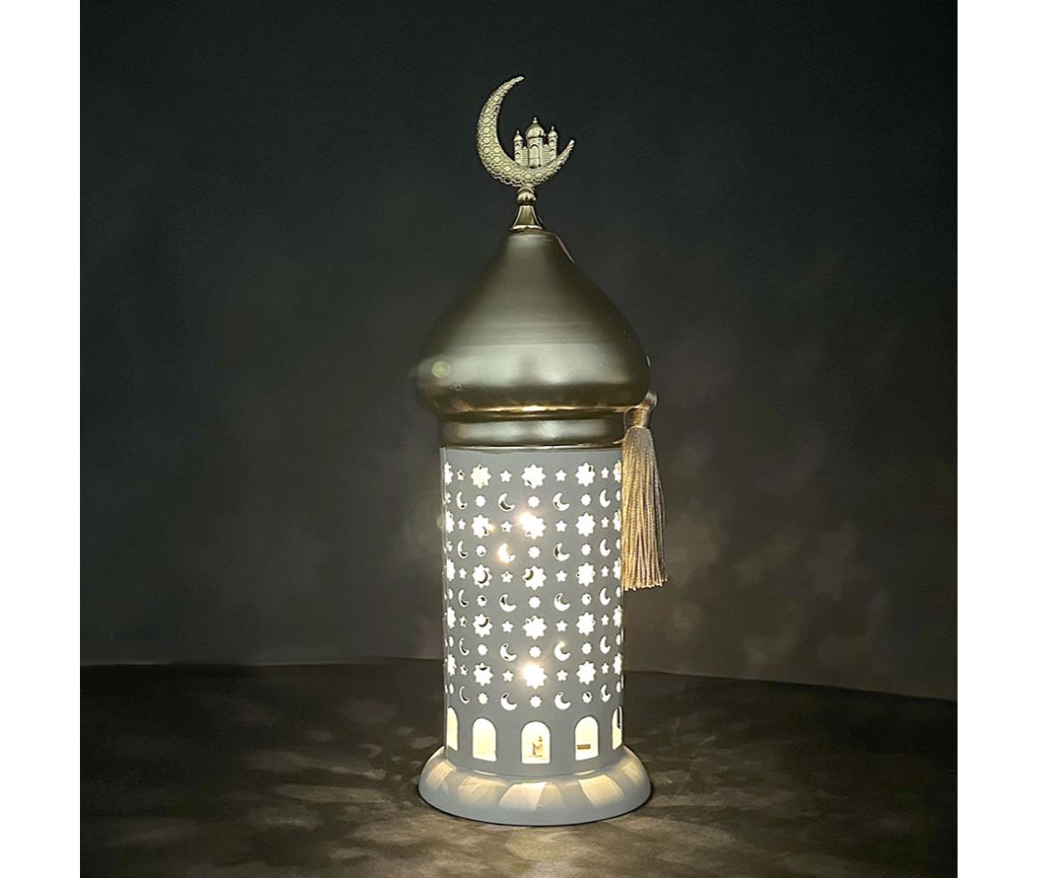 Lantern Fanous Light - Metal - 32x11 cm - White+Gold