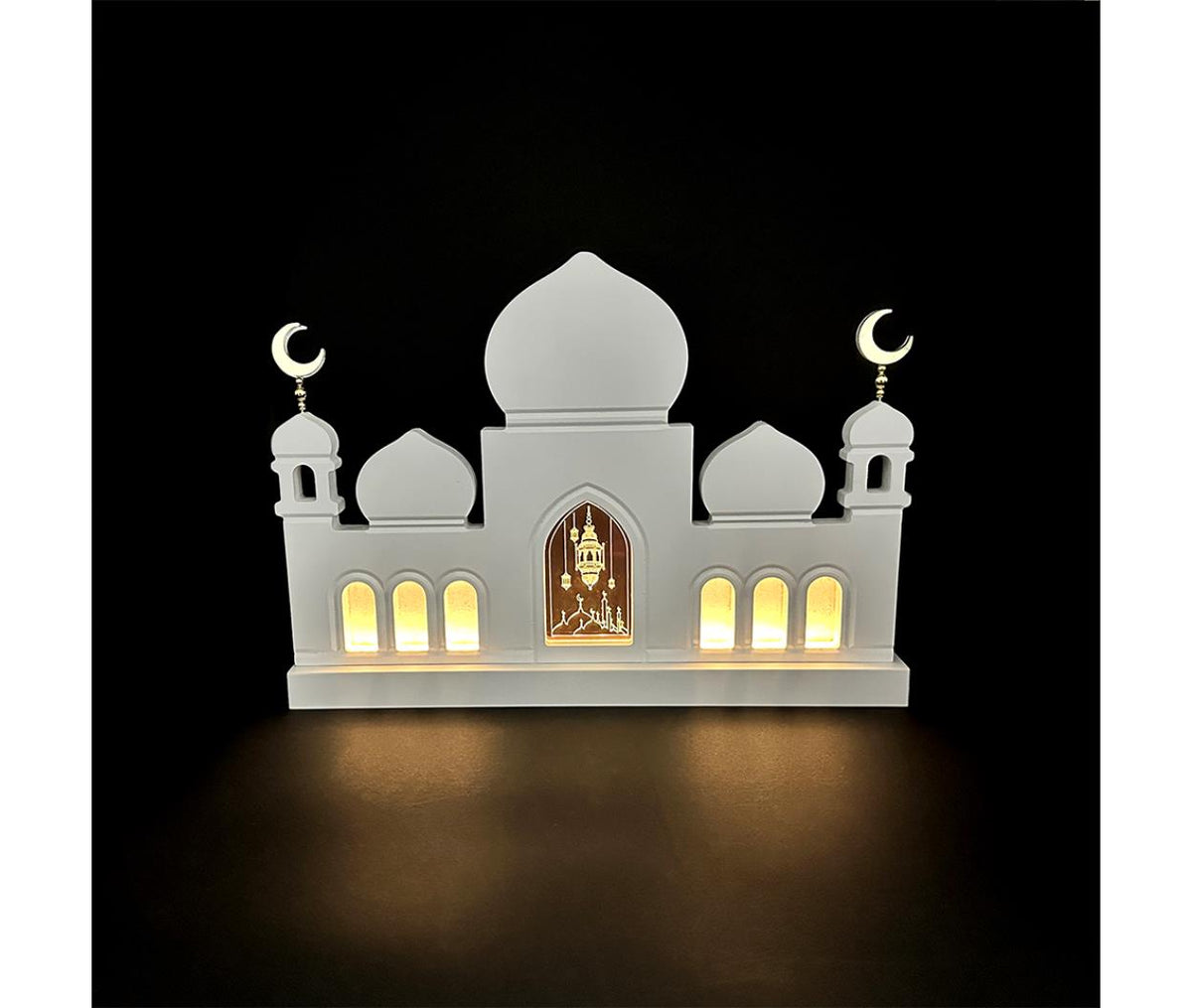 Lantern Fanous Light - Mosque - Wood - 40x34 cm - White