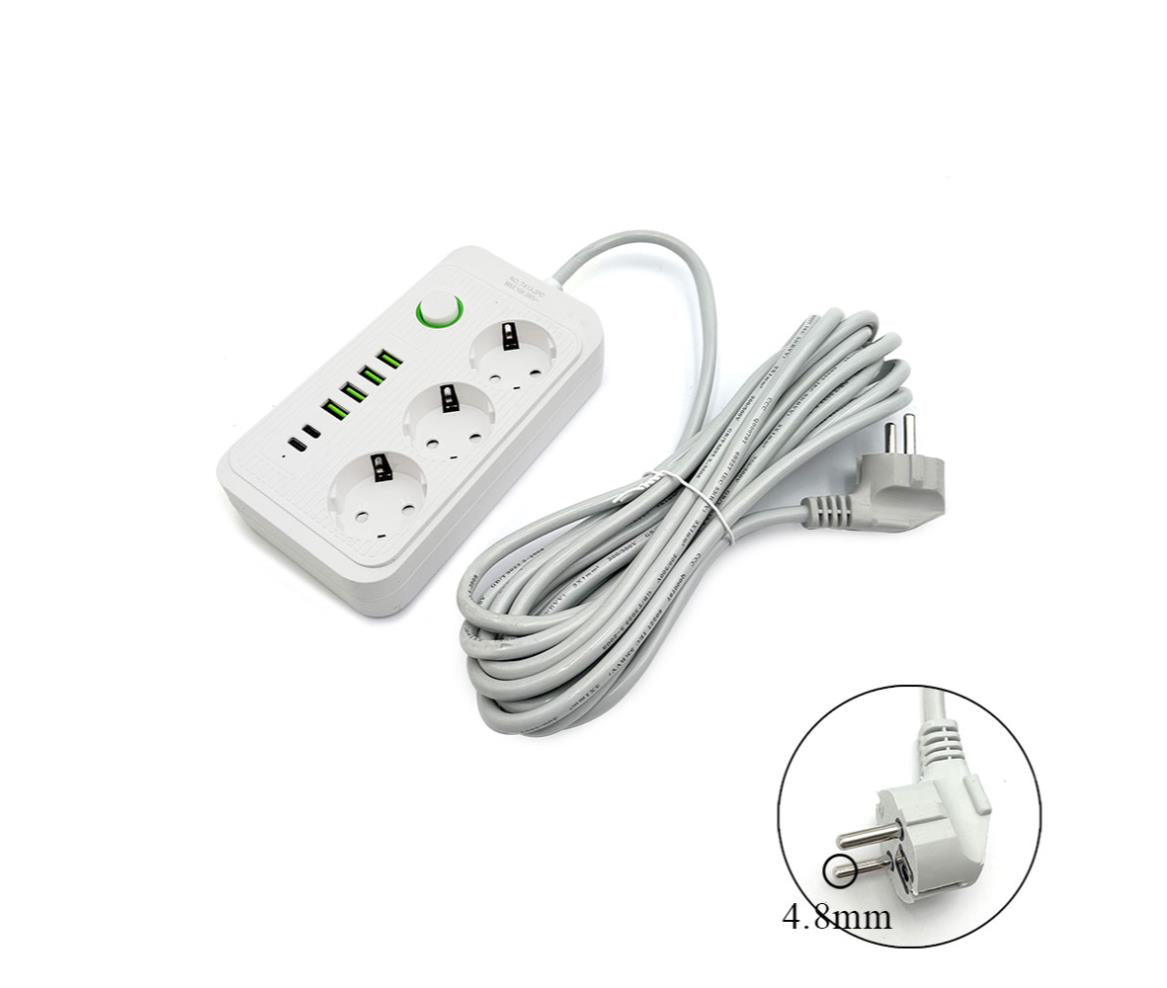 Power Strip 3 Outlet EU 5M USB Type-C