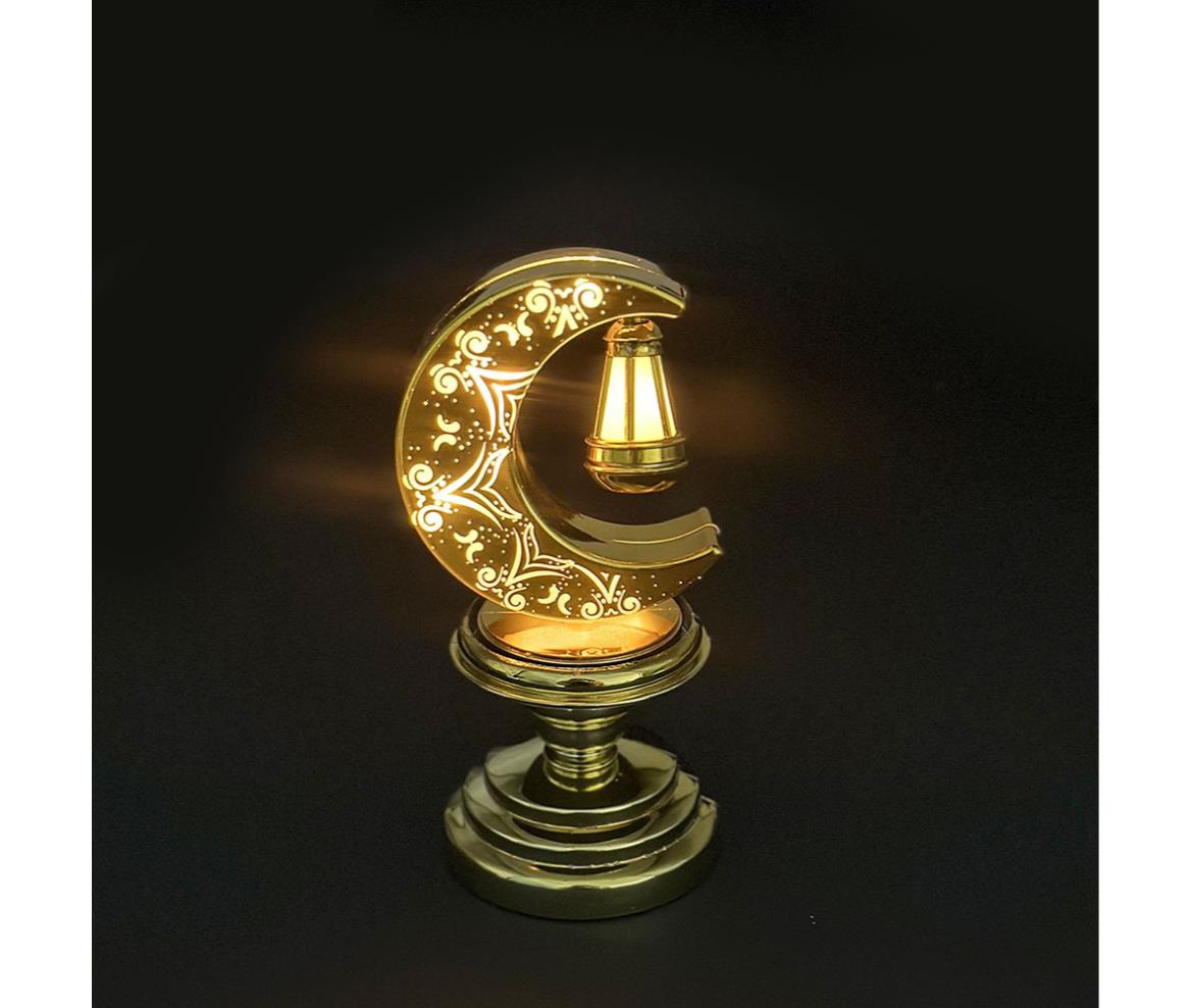 Fanous Light LED - Moon with Stand and Star - Gold