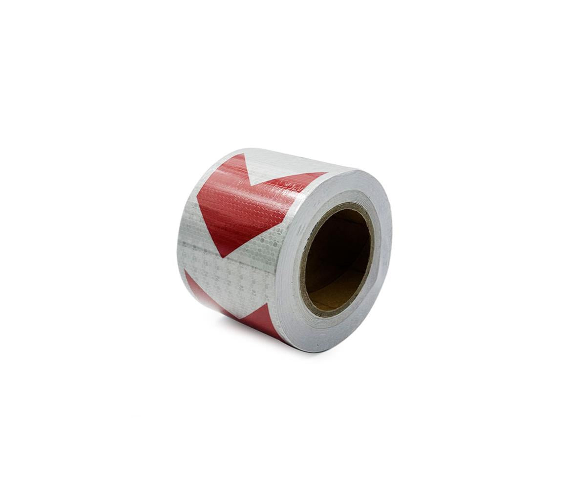 Waterproof Reflective Tape 100mmx25M White-Red Arrow