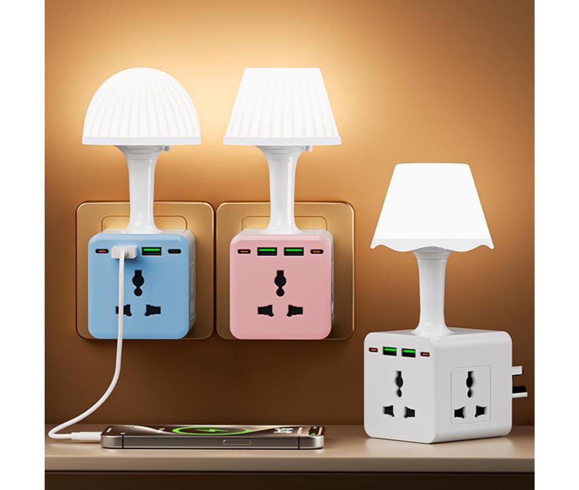 Electric Plug Night Lamp With Socket USB