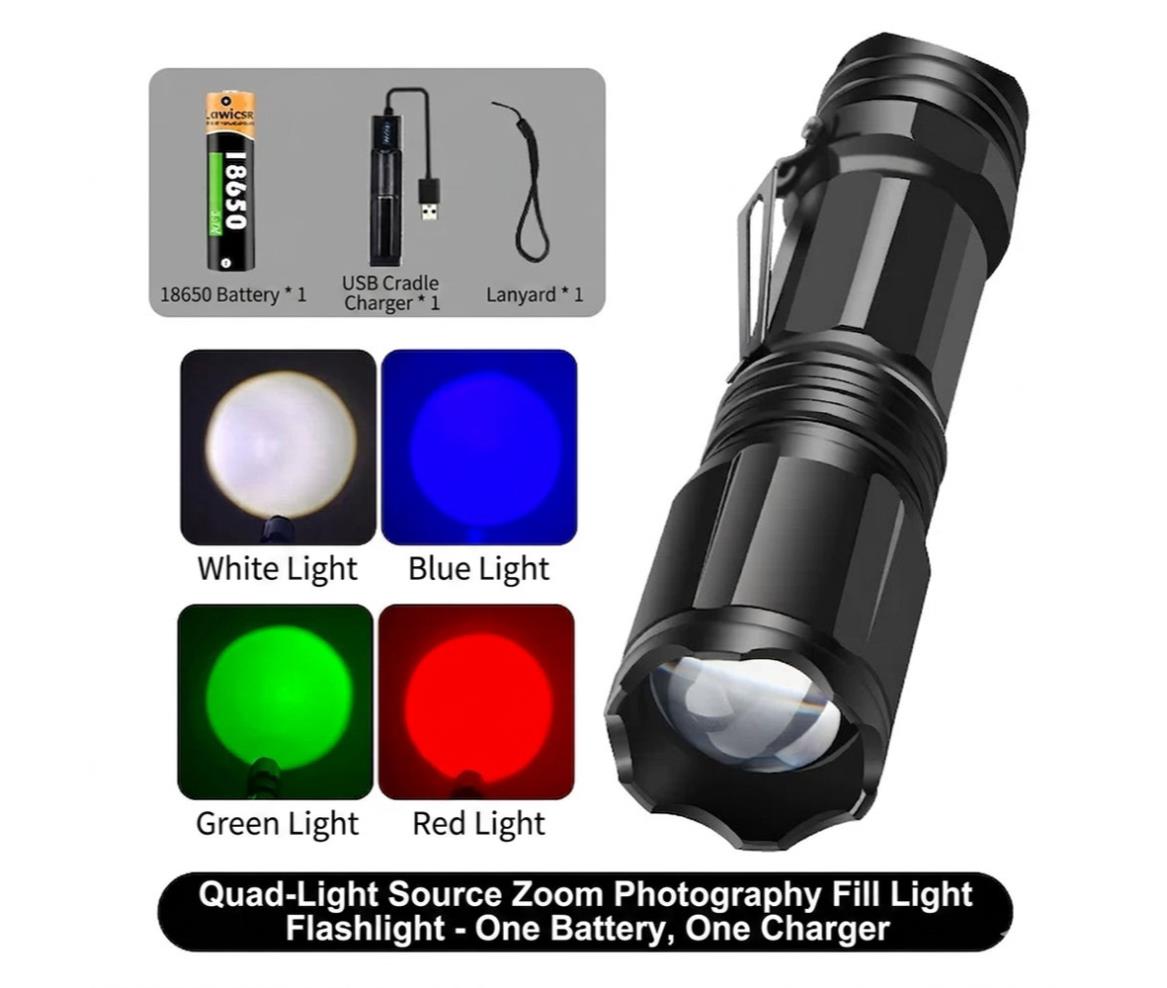 Torch LED Light - Portable Spotlight - Rechargeable - Handheld - RG