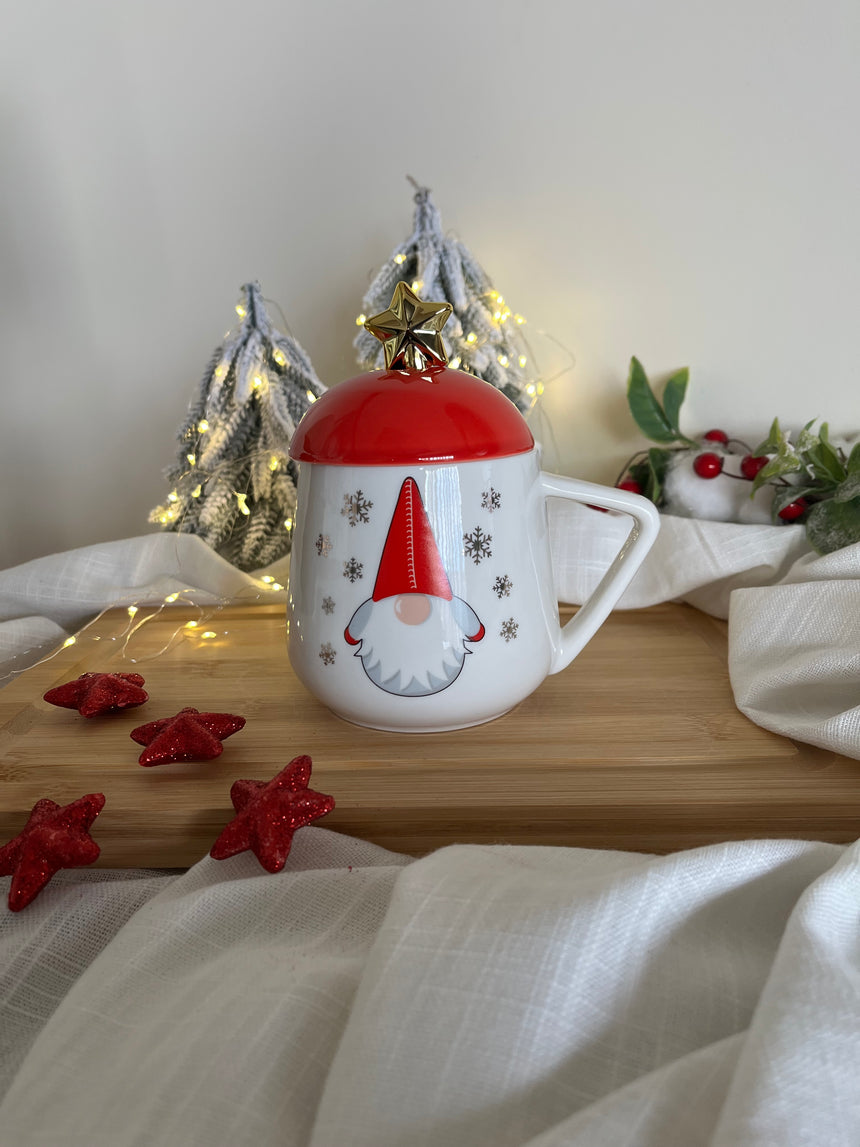Christmas Mug with Cover and Star Spoon