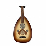 Damascus Iraqi Oud Sunburst Finish - Fixed Bridge, with Leather Bag