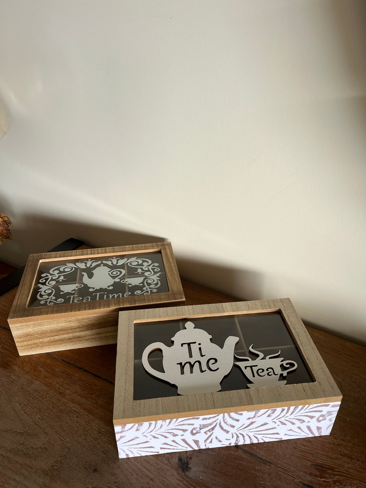 Wooden Tea Box Storage Organizer 6 Compartments