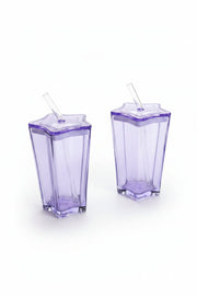 Purple Star Glass Straw Cup