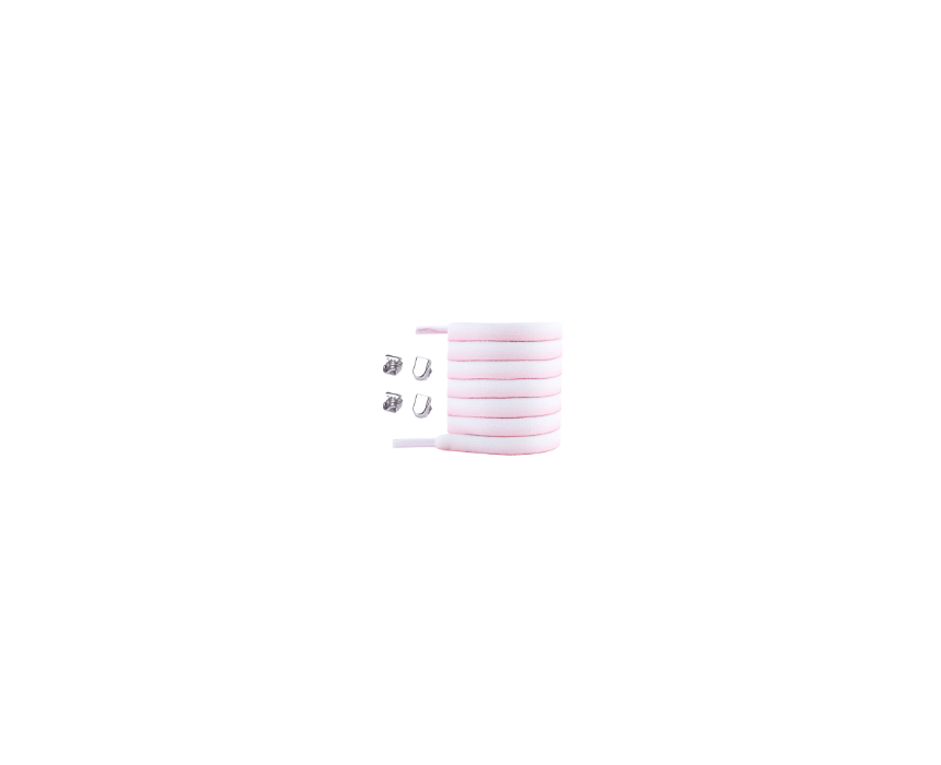 Elastic Shoe Laces White Light Pink Metal Buckle