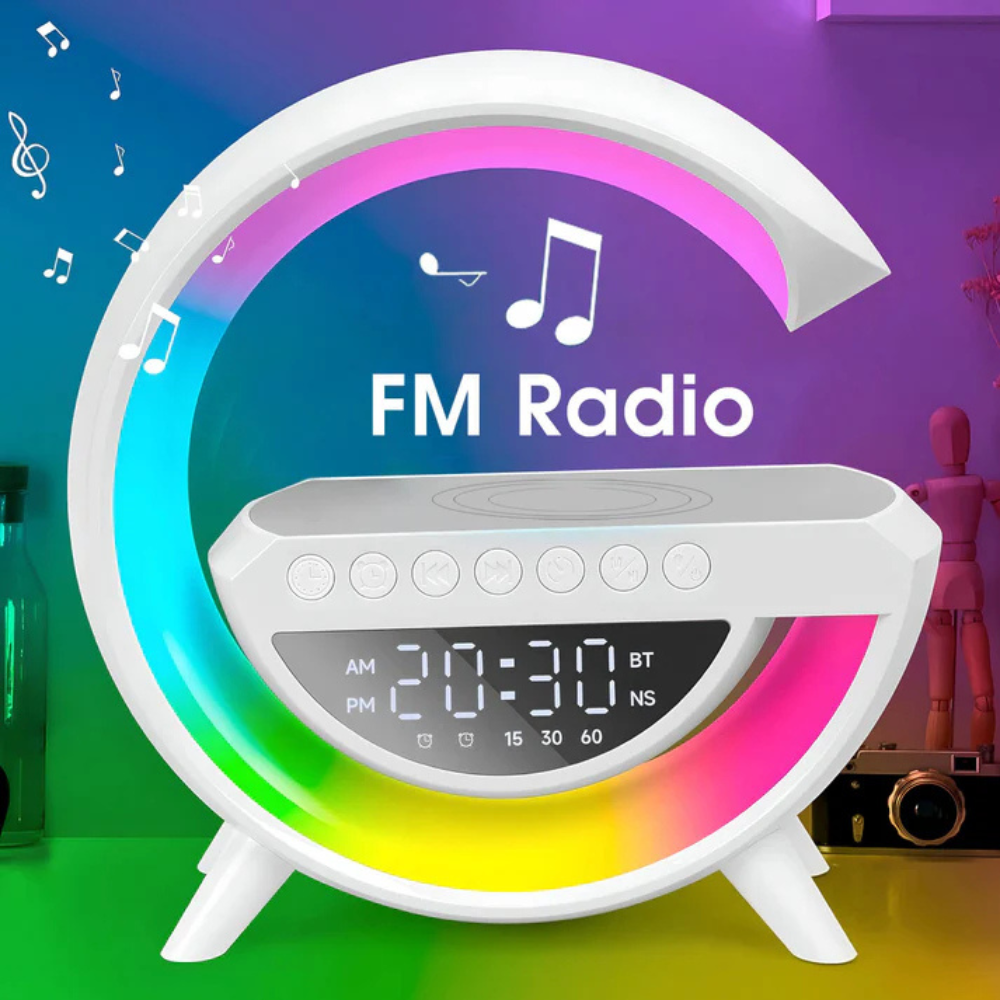 LED Atmosphere Lamp with Clock and Speaker