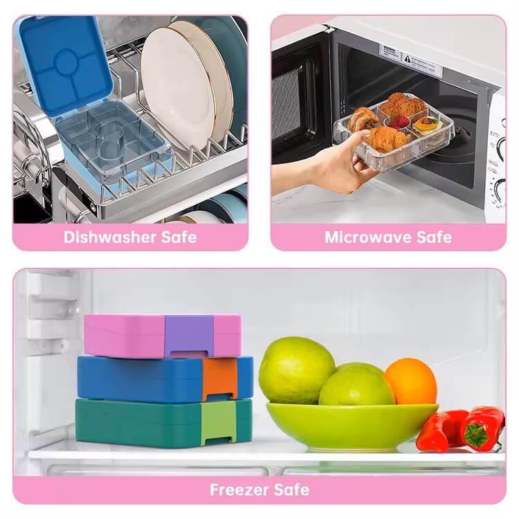 Colorful Themed Lunch Boxes with 4 Compartments for Girls - BPA FREE