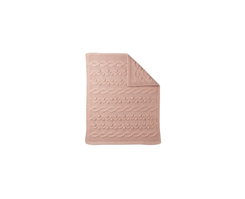 Pink Cable Knit Cashmere Baby Blanket