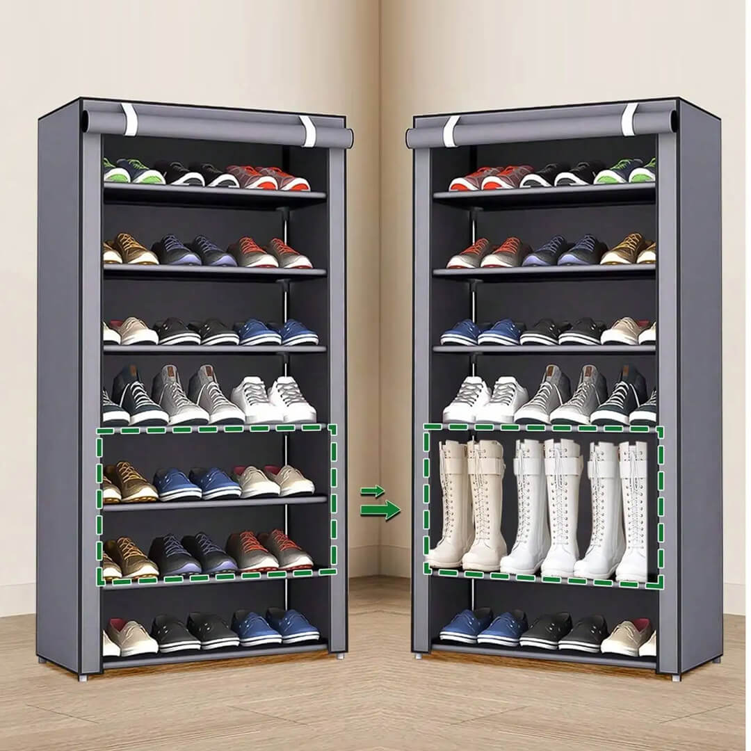 multi-purpose home organizer fabric shelf in grey 