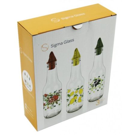 Glass Oil Bottle 3 Pcs 250 mL
