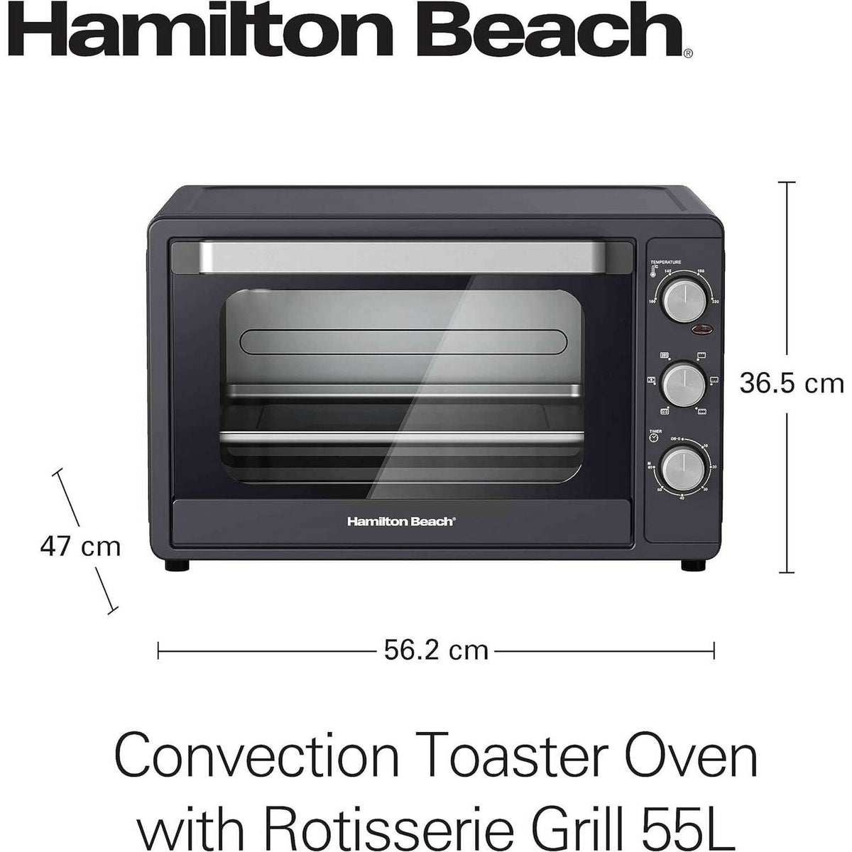 55L Convection Oven, Double Walled Glass Oven Dishes 55L Convection Oven, Double Walled Glass 55L Convection Oven, Double Walled Glass Hamilton Beach