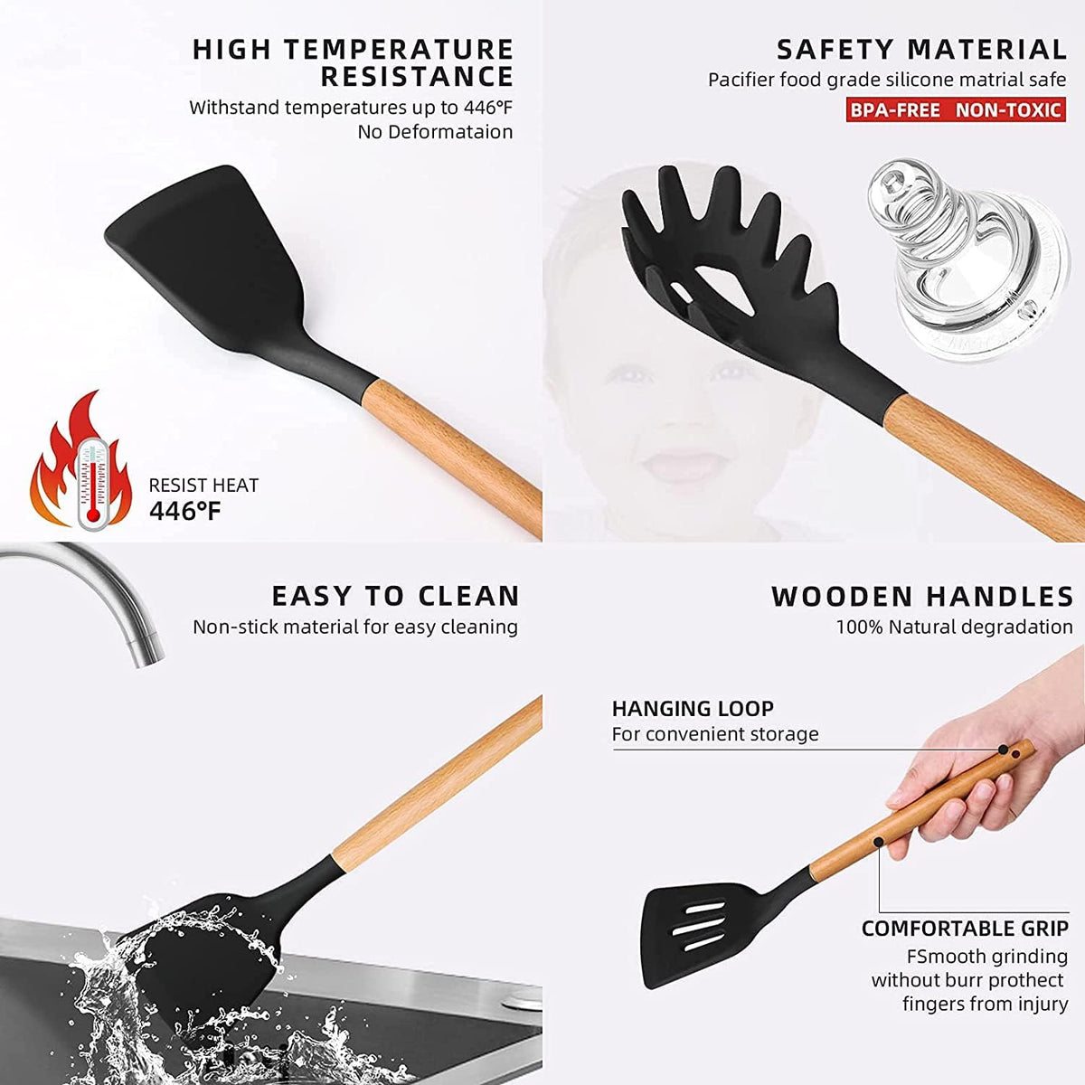 12 Pieces Silicone Kitchen Utensil Set
