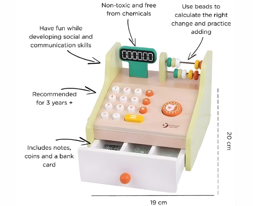 Classic World Wooden Cash Register